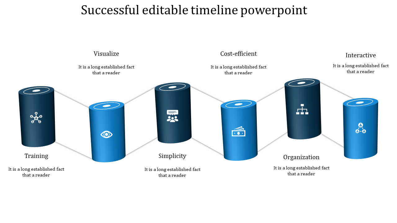 editable timeline powerpoint-blue